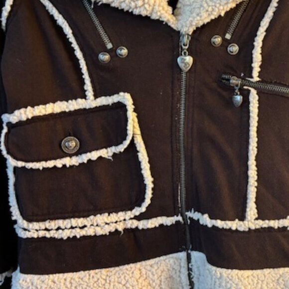 Twisted Heart Vintage Y2K Retro Chocolate Brown and Sherpa Fitted jacket, size S - Picture 4 of 6